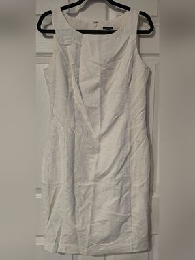 Ann Taylor Sz 10 Tank Top Style White Textured Sheath Dress NWT